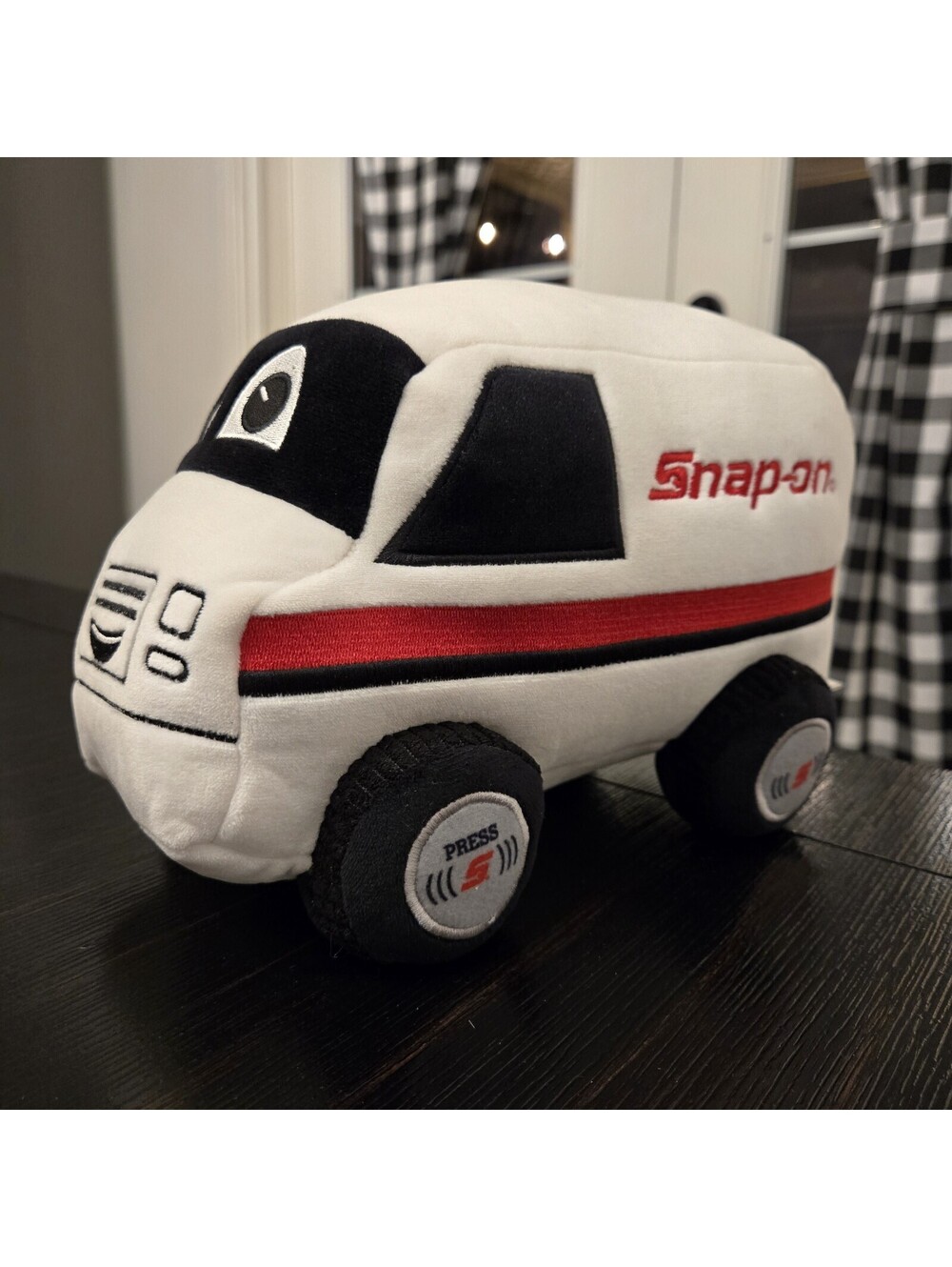 Snap-On Tools Plush Dealer Van Stuffed Car Toy Vehicle Plush Black White EUC